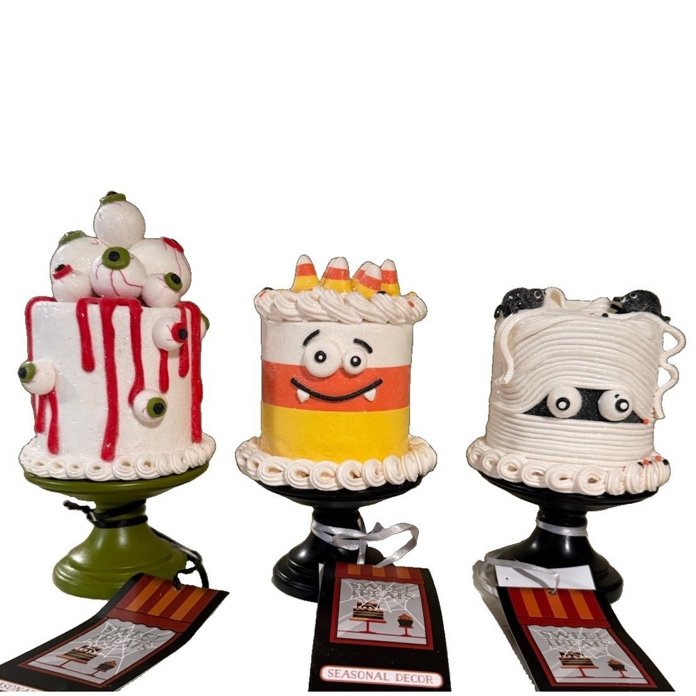 NEW Sweet Treats/Candy Corn Lane Halloween Monster Cake Decor 3pc Set